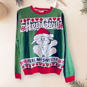 nwt Brooklyn Santa brooklynxpress Men’s Ugly Christmas Sweater Medium‎ Green Red